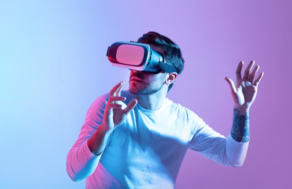Virtual world and modern technology for game and positive emotions with 3D simulation